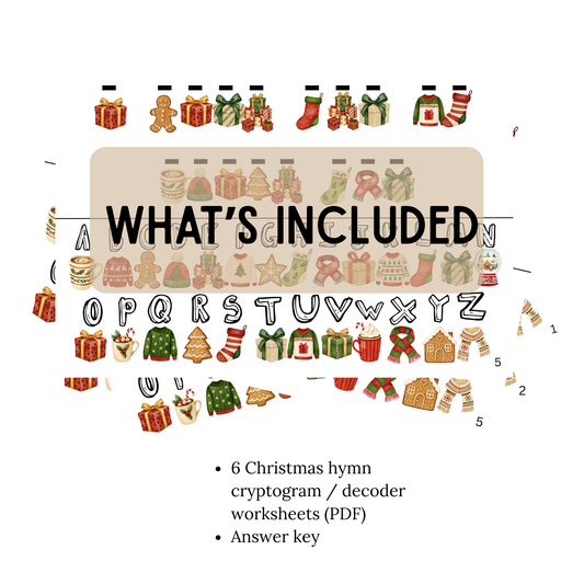 Christmas Hymn Cryptogram Decoder for Kids - Digital Download